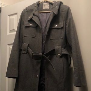 Esprit Wool Jacket with Faux Fur Hood Attachment